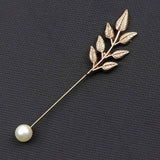 Riolio  Men's Golden Black Luxury Brooches Various Leaf Ginkgo Fower Pin Chic Fashion Men Suit Shawl Collar Lapel Pins Daily Accessory