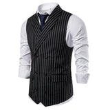 Riolio New Men oversized Classic Formal Business Striped Suit Vest Single Breasted Business Waistcoat Sleeveless Waistcoat Blazer Hot