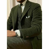 Riolio  Homme Vintage Men Tailor-Made 3 Pieces Tuxedos Woolen Peaked Laple New Blazer Wedding Party Groomsmen 3Pcs