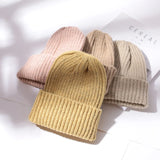 Riolio Candy Color Beanie Hat For Women Winter Hat Knitted Imitation Cashmere Skullies Warm Soft Bonnet Cap Female Hats For Girl Gorros