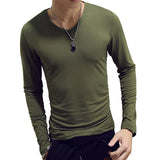 Riolio 1pc Fashion Hot Sale Classic Long Sleeve T-Shirt For Men Fitness T Shirts Slim Fit Shirts Designer Solid Tees Tops