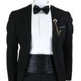 Riolio  New Fashion Mens Cummerbund Bow Tie Brooch Set Black Red Blue   Waist Seal For Formal Tuxedo Business Suit Dinner Accessories