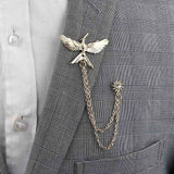 Riolio  New Men Women Shirt Collar Tassel Chain Lapel Pin Brooch Dragon Eagle Deer Head Wings Badge Retro Unisex Jewelry Accessories