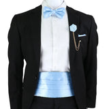 Riolio  New Fashion Mens Cummerbund Bow Tie Brooch Set Black Red Blue   Waist Seal For Formal Tuxedo Business Suit Dinner Accessories