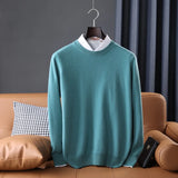 Riolio Men Sweaters 100% Pure Australian Wool Knitting Pullovers Winter Long Sleeve Vneck Solid Color Jumpers Male Woolen Clothes