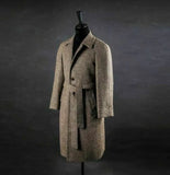 Riolio  Men Overcoat Vintage Long Jacket Wool Blend Outwear Coats With Belt Winter Warm Formal Business Wedding Daily