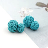 Riolio  Colorful Double Rope Ball Knot Cufflinks Novelty Solid Colors Braided Handmade Elastic Upscale Men's Classic Cuff Links For Men