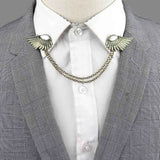 Riolio  New Men Women Shirt Collar Tassel Chain Lapel Pin Brooch Dragon Eagle Deer Head Wings Badge Retro Unisex Jewelry Accessories