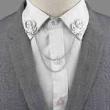 Riolio  New Men Women Shirt Collar Tassel Chain Lapel Pin Brooch Dragon Eagle Deer Head Wings Badge Retro Unisex Jewelry Accessories