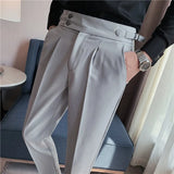 Riolio prom outfits for guys High Quality Business Casual Draped High-waist Trousers Men Solid Color Formal Pants Male Formal Office Social Suit Pants