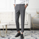 Riolio New Men Non-iron fabric Dress Pants Slim Straight Black Apricot Dark Gray Casual Suit Pants Male Business Little Feet Suit pants