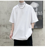 Riolio  Streetwear Turtleneck Men Tshirt Solid Hip Hop Male Oversized T shirts Man Casual Short Sleeve Top Tees Black/White/Purple