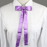 Riolio  Long Silm Ribbon Bowtie Fashion Pretty Solid Color Adjustable Bowknot Black Pupple Orange Butterfly For School Girl Accessories