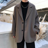 Riolio  British-style Blazers Men Leisure Trendy Loose Suit Jackets Male Retro Daily Ins Streetwear All-match Simple Korean Suit-tops