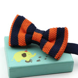 Riolio  Fashion Single Deck Children Solid Color Bowknot Lovely Knit Bowtie Adjustable  Neckwear Designer Knitting Kid Butterfly Bow Tie