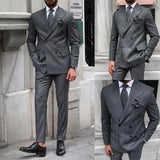 Riolio  Business Men Suits Tuxedo Jacket Coat Homme Tailor-Made 2 Pieces Double Breasted Groom Groomsman Wedding Formal Tailored