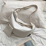 Riolio  female large capacity bag Korean version of foreign canvas shoulder bag fashion casual slung chest bag jiaozi bag