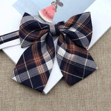 Riolio  Hot Women Girls Silk Cotton Bowties Fashion Cute College Style Striped Plaid Ladies School Girl Student Uniform Butterfly Knot