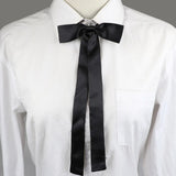 Riolio  Long Silm Ribbon Bowtie Fashion Pretty Solid Color Adjustable Bowknot Black Pupple Orange Butterfly For School Girl Accessories