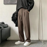 Riolio Brown/Black Suit Pants Men Fashion Society Mens Dress Pants Korean Loose Straight Casual Pants Mens Office Formal Trousers S-3XL