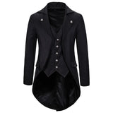 Riolio Gothic Victorian Tailcoat Jacket Men Steampunk Medieval Cosplay Costume Male Pirate Viking Renaissance Formal Tuxedo Coats 2XL