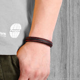 Riolio Leather Rope Bracelet Stainless Steel Leather Braided Bracelet Leather Bracelet Red Bracelet Men's Leather Jewelry