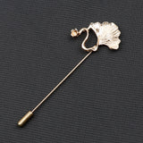 Riolio  Men's Golden Black Luxury Brooches Various Leaf Ginkgo Fower Pin Chic Fashion Men Suit Shawl Collar Lapel Pins Daily Accessory
