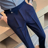 Riolio prom outfits for guys High Quality Business Casual Draped High-waist Trousers Men Solid Color Formal Pants Male Formal Office Social Suit Pants