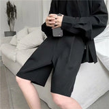 Riolio  Summer Suit Shorts Men Fashion Business Dress Shorts Men Streetwear Loose British Style Suit Shorts Men Black Formal Shorts