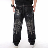 Riolio Man Loose Baggy Jeans Hiphop Skateboard Denim Pants Street Dance Hip Hop Rap Male Black Trouses Chinese Size 30-46