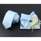 Riolio  Solid Color Tie Set For Men Sage Green Pink Flower Pin Necktie Hanky Cufflinks Brooch Set Groom Suit Wedding Shirt Accessory