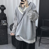 Riolio Oversize Sweater Vests Men Patchwork Preppy Style Couple Soft Knitwear Leisure Hipster Unisex Homme Sleeveless Jumpers All-match