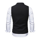 Riolio Black Stand Collar Mens Dress Vest Fashion Chic Slim Fit Sleeveless Vest Waistcoat Male Formal Business Dress Vests Gilet Homme