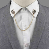 Riolio  New Men Women Shirt Collar Tassel Chain Lapel Pin Brooch Dragon Eagle Deer Head Wings Badge Retro Unisex Jewelry Accessories