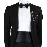 Riolio  New Fashion Mens Cummerbund Bow Tie Brooch Set Black Red Blue   Waist Seal For Formal Tuxedo Business Suit Dinner Accessories