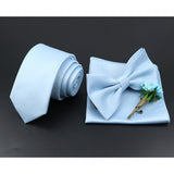 Riolio  Solid Color Tie Set For Men Sage Green Pink Flower Pin Necktie Hanky Cufflinks Brooch Set Groom Suit Wedding Shirt Accessory