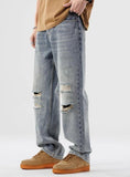 Riolio - Light Wash Distressed Knee Jeans - chill guy 90s fashion mens fashion