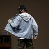 black men fashion urban Spring and Autumn Denim Coat Men's plus Size Loose Fat Top plus Size Men's Jacket Trendy