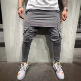 picture day outfit New Men's Slim-Fit Personality Casual Two-Layer Sports Trousers Men