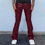 frat outfits Men's Leather Pants Fashionable Printed Mid-Waist Loose Casual Trousers Men's plus Size Hip Hop Pants