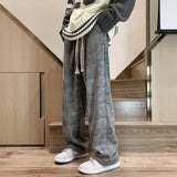 frat boy outfits Japanese Style Lazy Style Versatile Sports Casual Pants Men's Gray Casual Sports Pants Men's Straight Wide Leg Pants