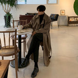 fall mens outfits Autumn and Winter Korean Men's Mid-Length over-the-Knee Trench Coat Double-Breasted Elegant Trendy Coat Handsome Drop-Shoulder Coat