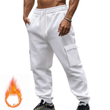 Autumn and Winter Fleece-lined Men's Casual Multi-Pocket Overalls plus Size Sports Casual Trousers Men