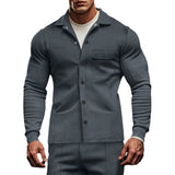 Autumn Casual Men's Twill Lapel Long-Sleeved Jacket Single-Breasted Solid Color Slim Jacket