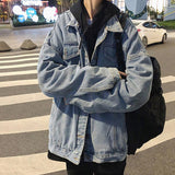 non binary outfits Hong Kong Style Couple Retro Denim Jacket Men's Japanese Harajuku Style Trendy Loose Lazy Style Youth Jacket Korean Style