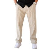 Autumn and Winter Men's Fashion Casual Solid Color Trousers Loose Tight Rope Straight Trousers