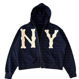 mens hoodies American-Style Simple Loose Casual Zipper Hoodie Letter Patch Cardigan Sweater