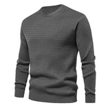 Men's Autumn and Winter Men's Sweater Thin Small Plaid Loose round Neck Casual Long Sleeve T-shirt Men