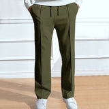 Riolio Autumn and Winter Men's Fashion Casual Solid Color Trousers Loose Tight Rope Straight Trousers