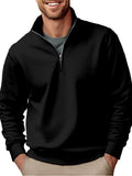 Men's Sweater Casual Zipper Stand Collar Thickened Fleece-lined Solid Color Men's Sweater